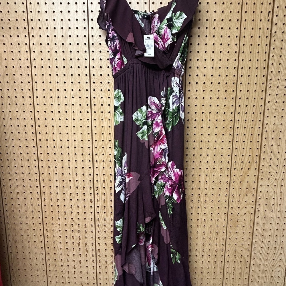 - NWT Express Floral Midi Ruffle Dress - Picture 2 of 5